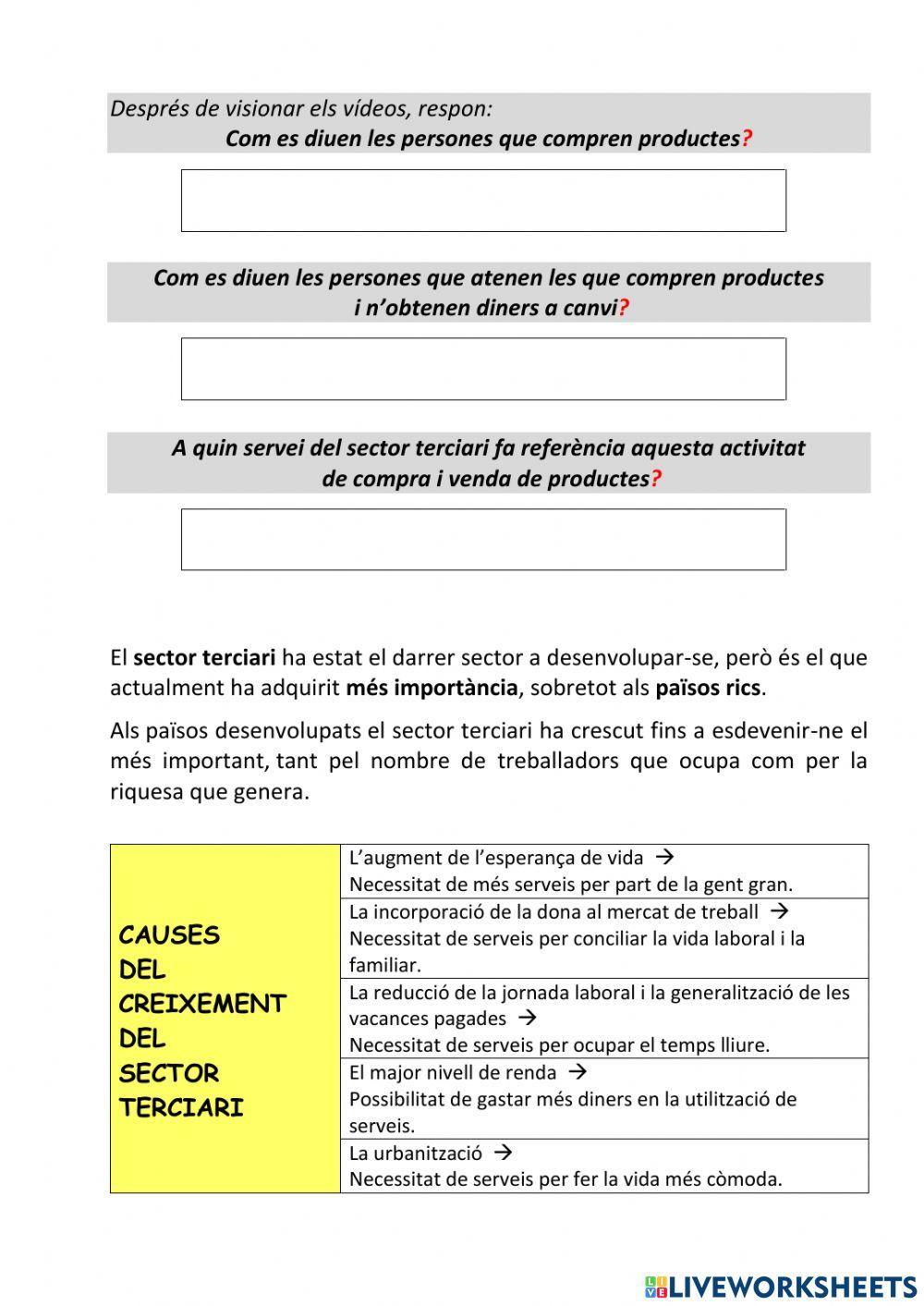 Els sectors de treball - 7 (Part I)