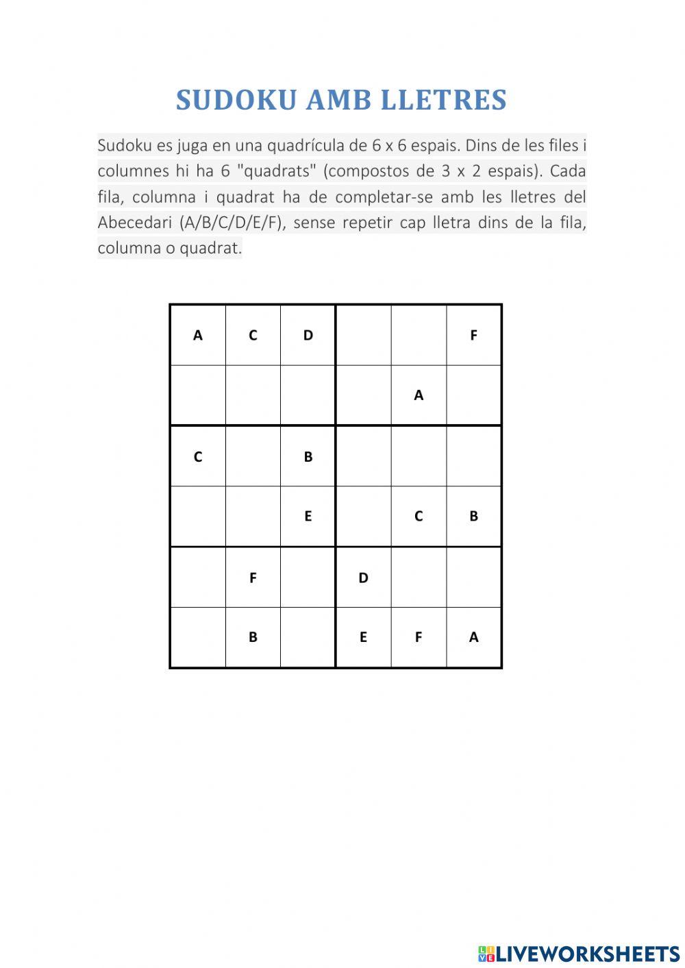 Sudoku Lletres