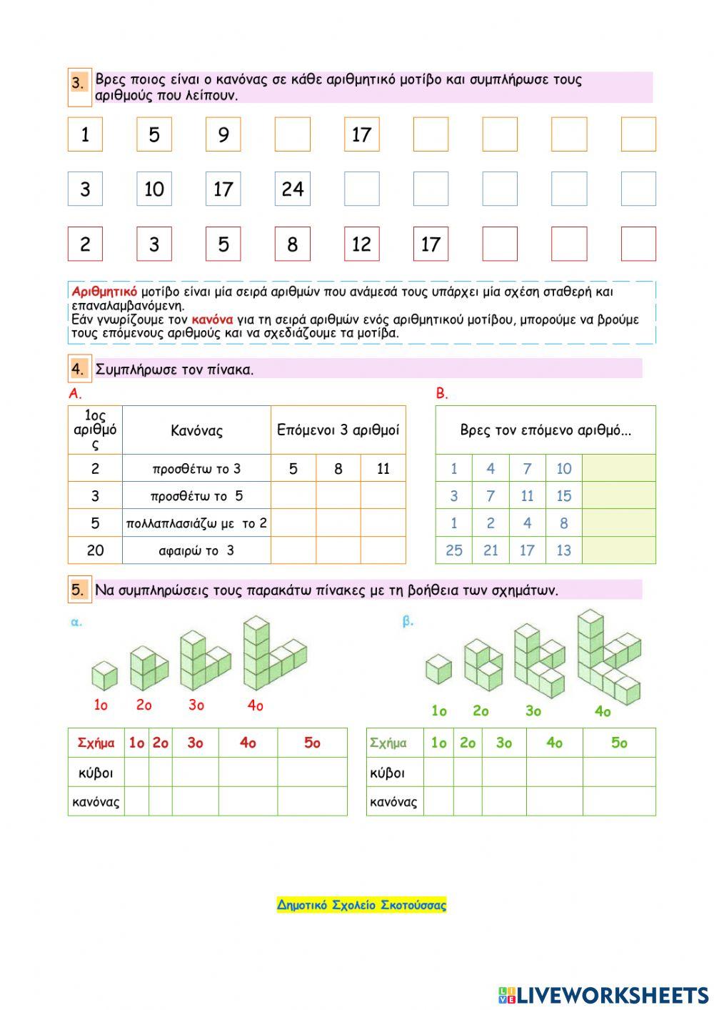 Κεφάλαιο 34 – Γεωμετρικά και αριθμητικά μοτίβα