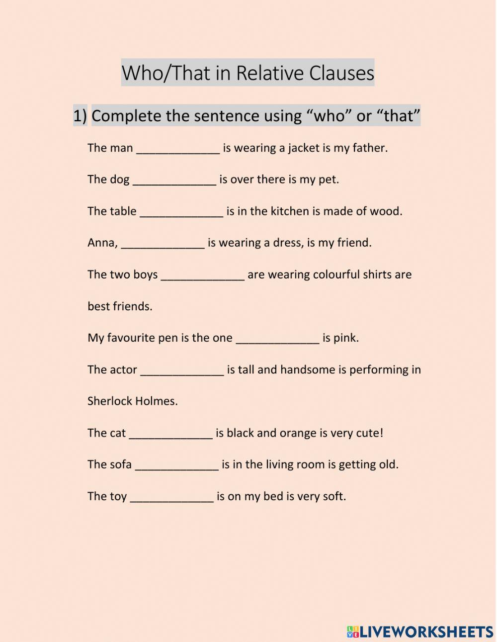 Who Which relative pronouns