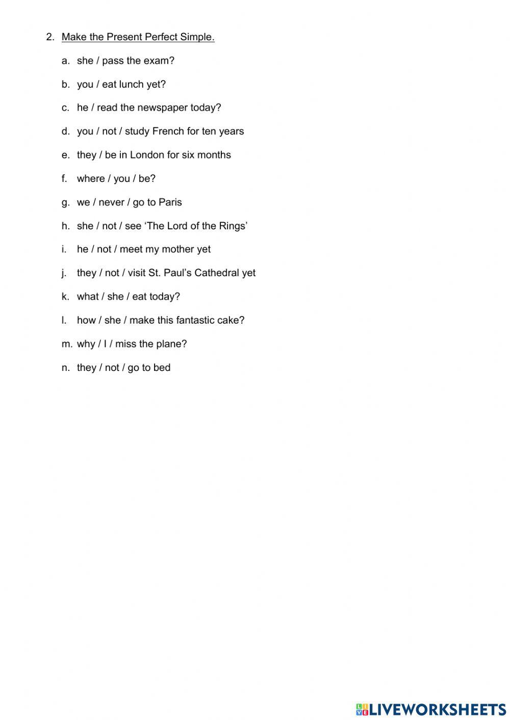 Present Perfect Simple