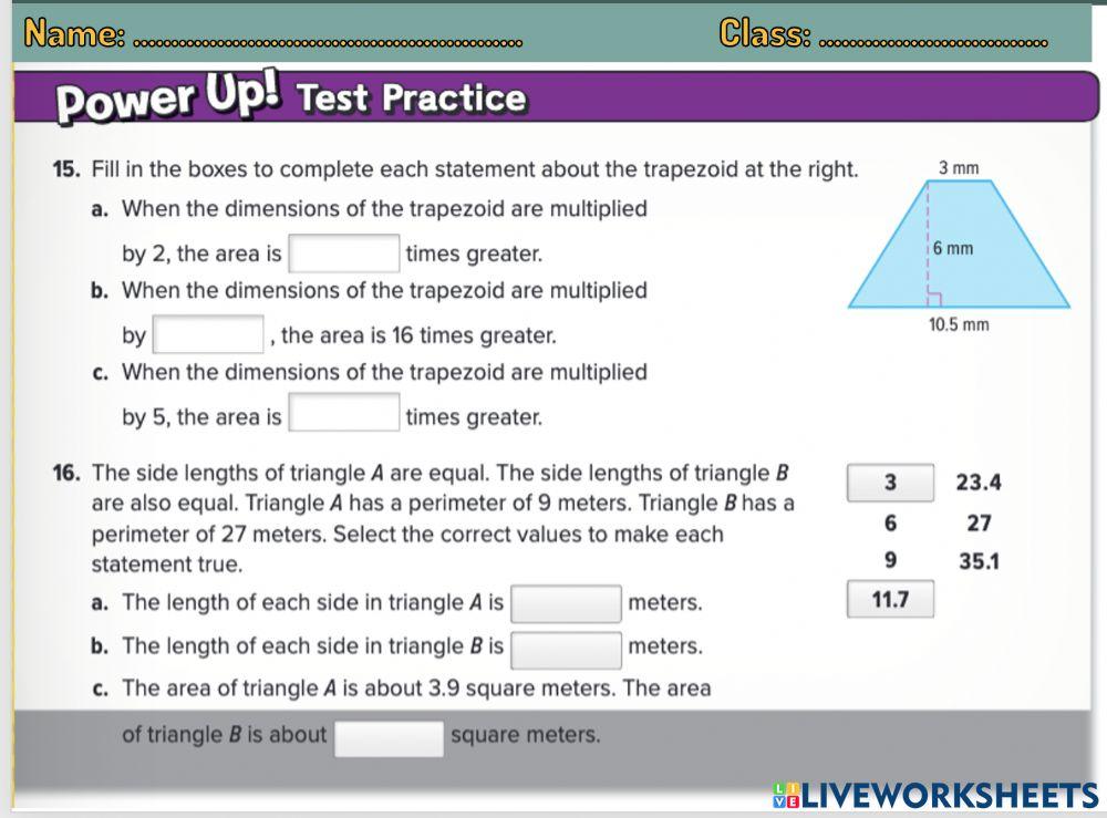Changes in Dimension interactive worksheet Live Worksheets