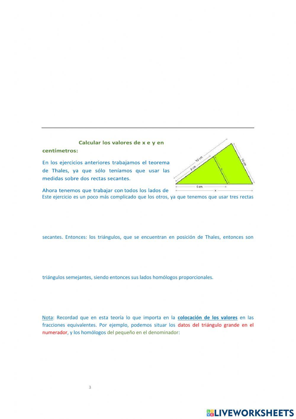 Ejercios de teorema de thales. -08. 4toB