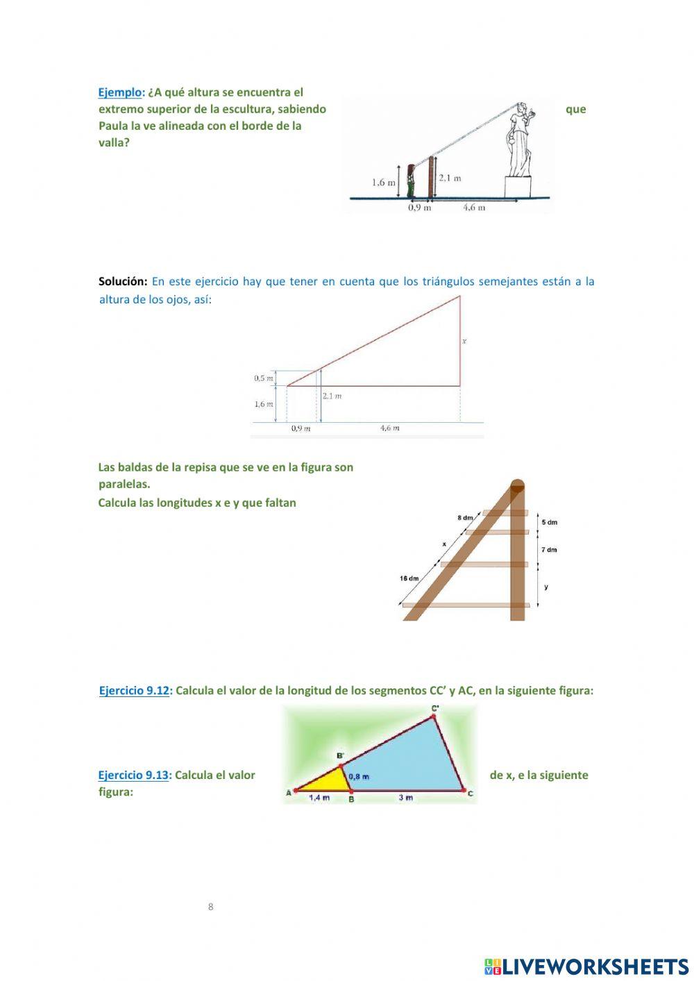 Ejercios de teorema de thales. -08. 4toB