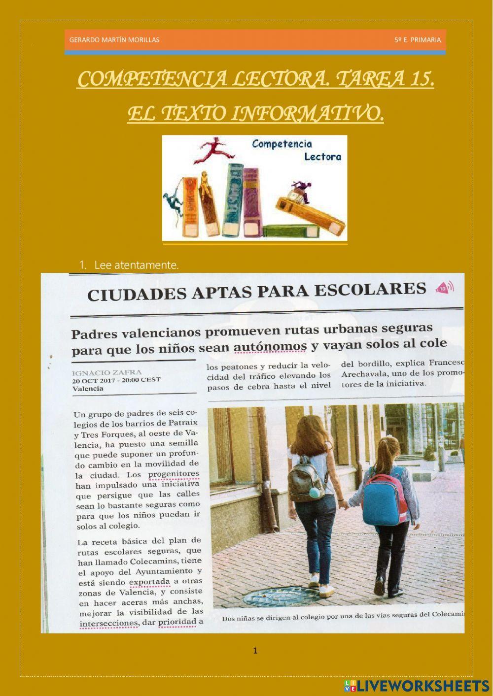 Competencia lectora. Tarea 15.