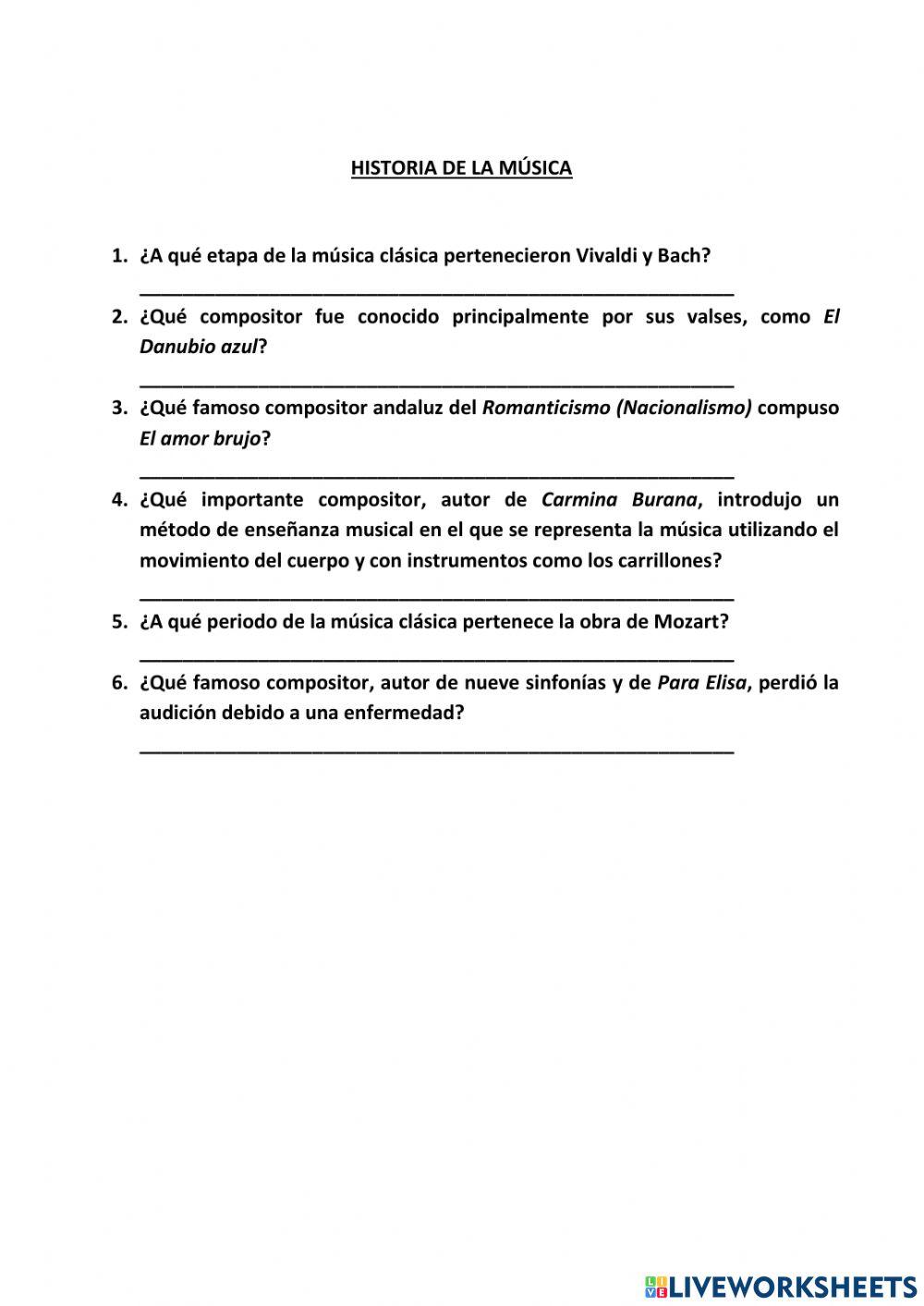 PREGUNTAS HISTORIA DE LA MÚSICA