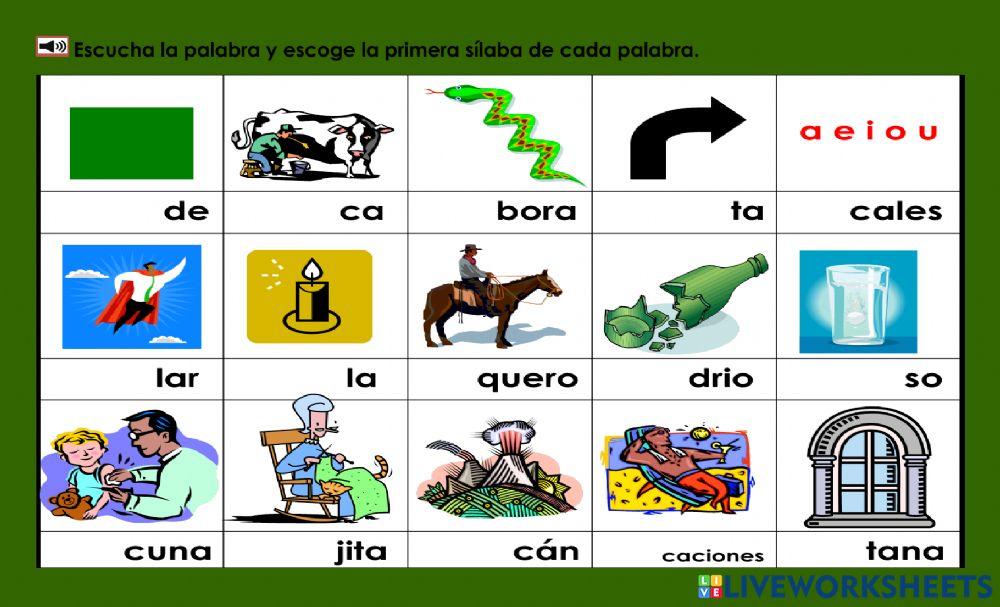 Vv: escucha y escoge la primer sílaba