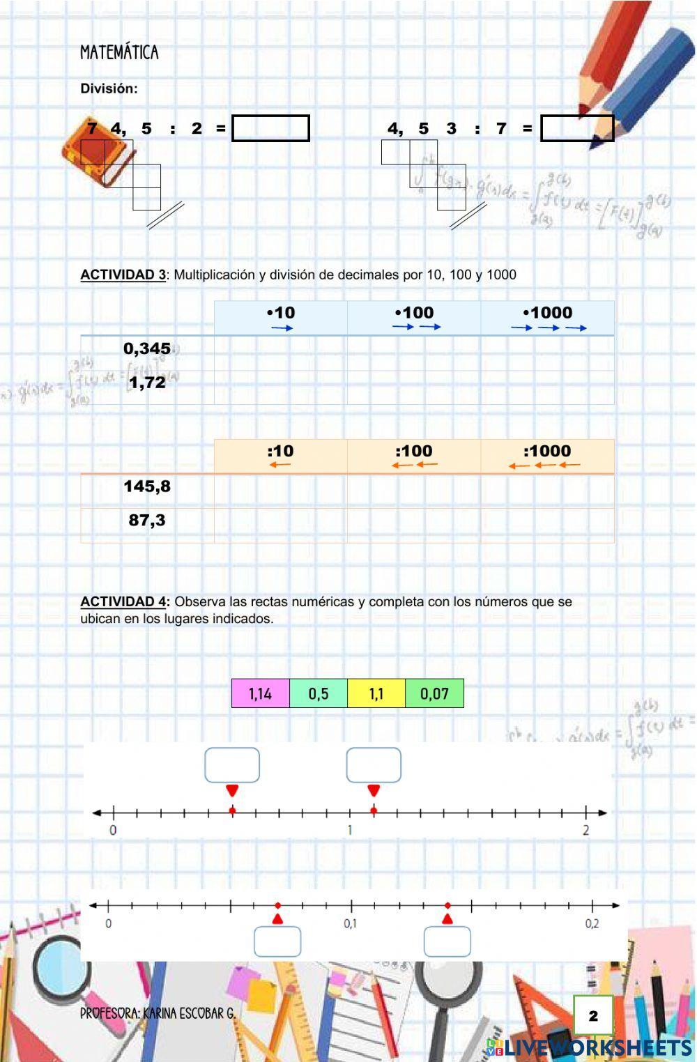 Operaciones básicas con números decimales