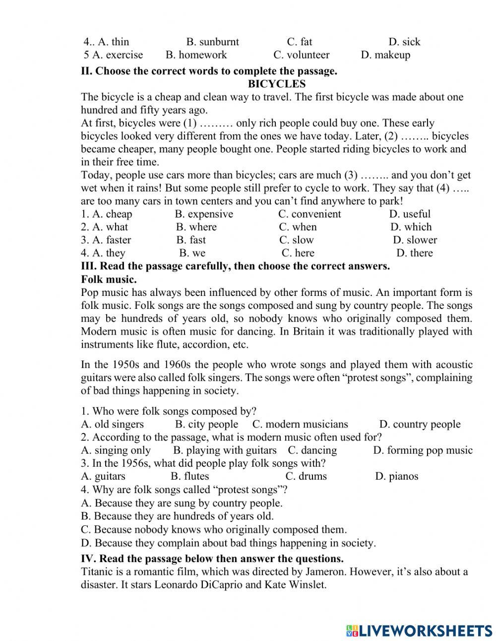 Grade 7 - End Term Practice (T)