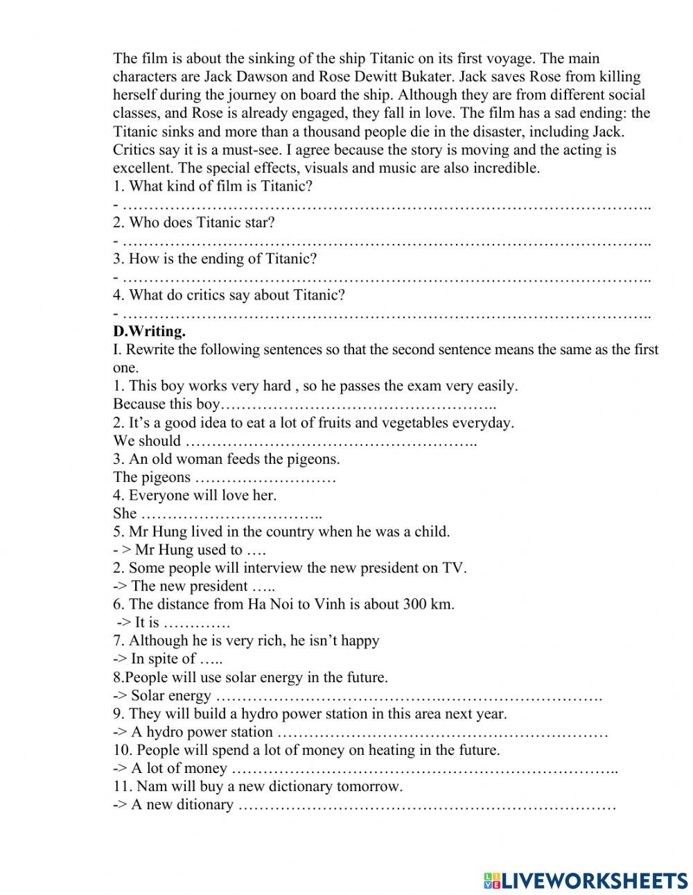 Grade 7 - End Term Practice (T)