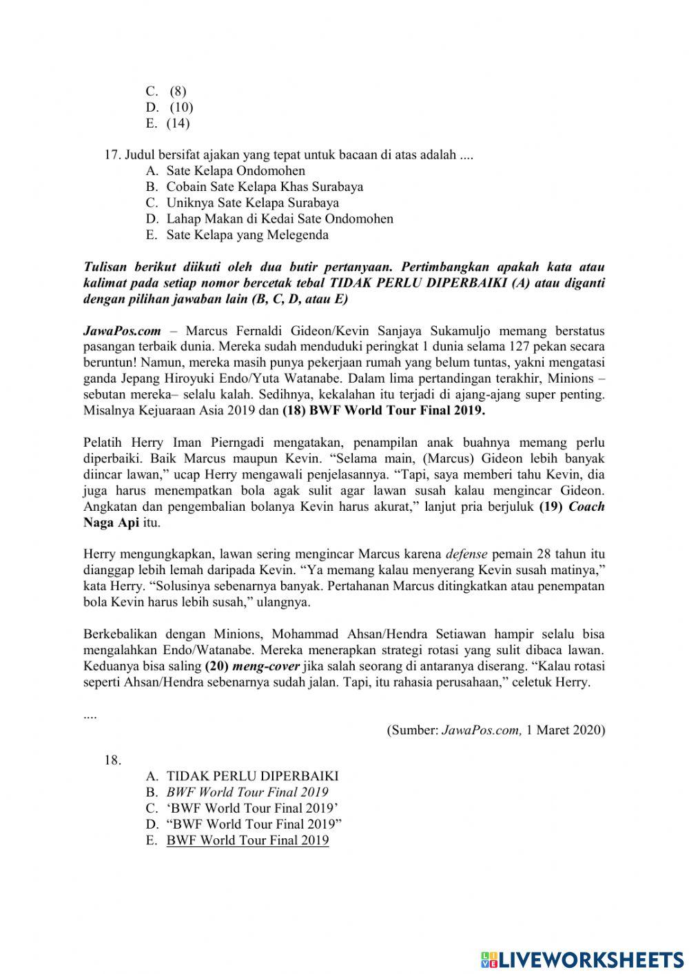 Pemahaman Bacaan dan Menulis