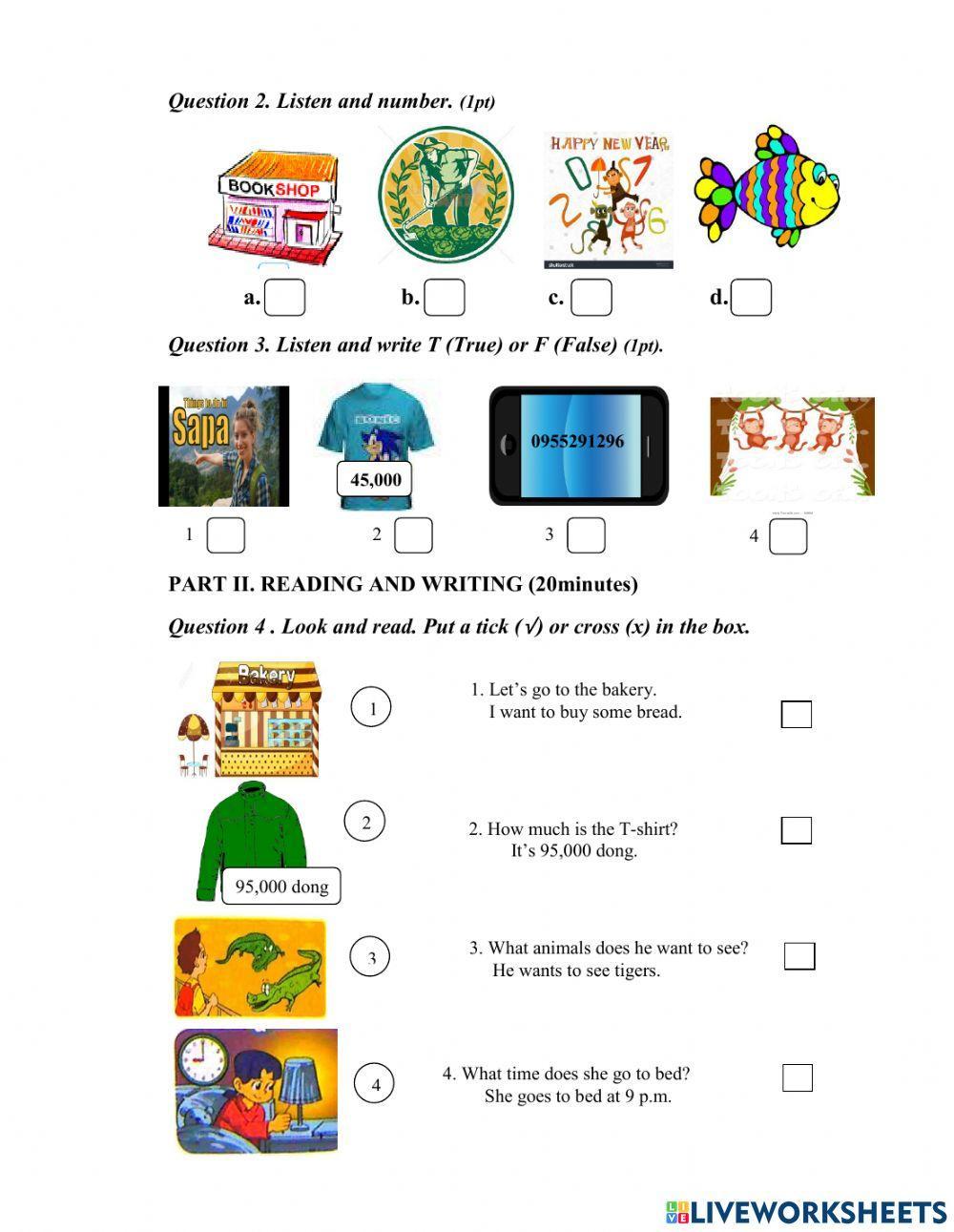 Grade 4 - final test second term -test 1
