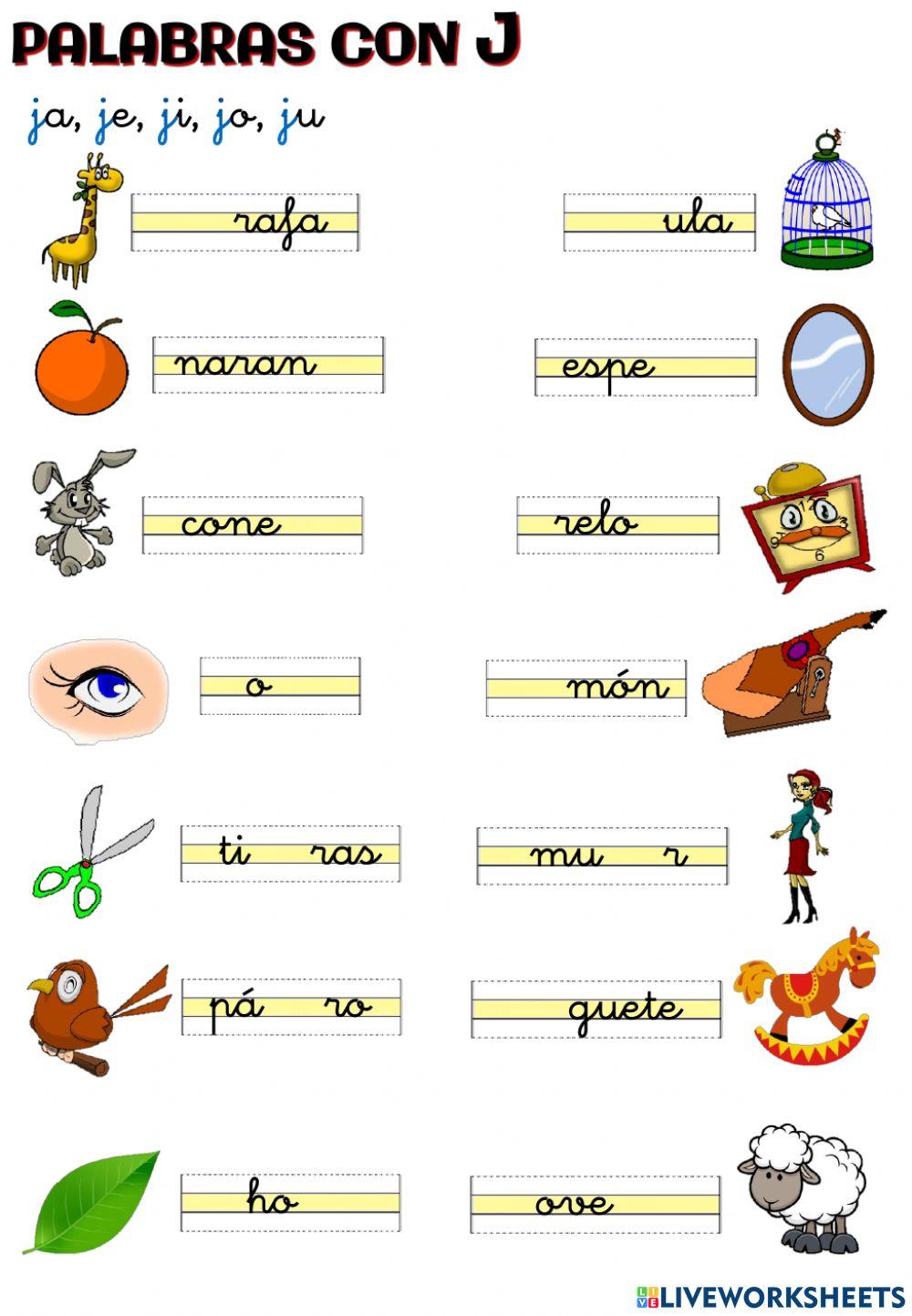 Palabras con Ñ y con J