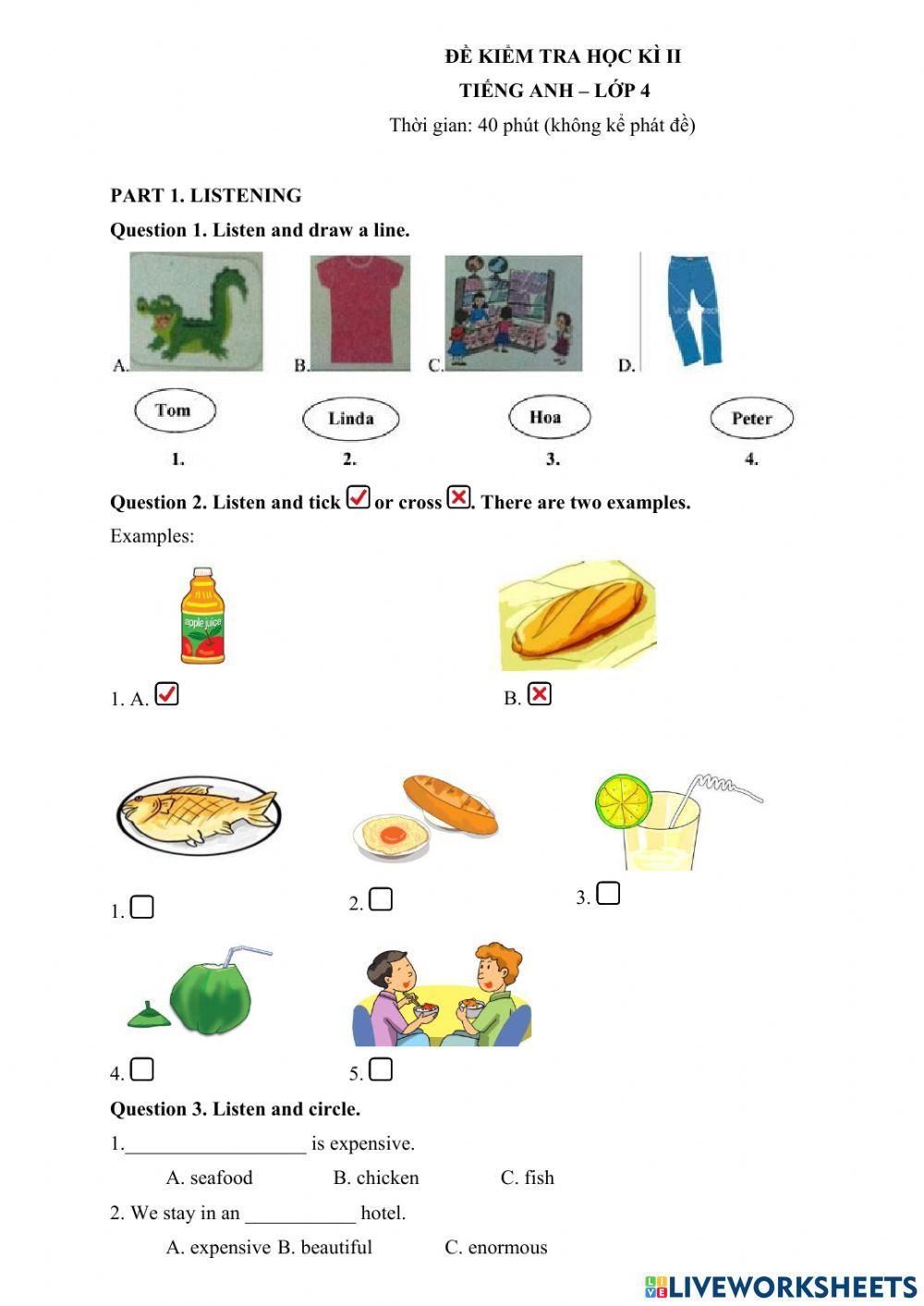 Grade 4 - final test second term -test 2