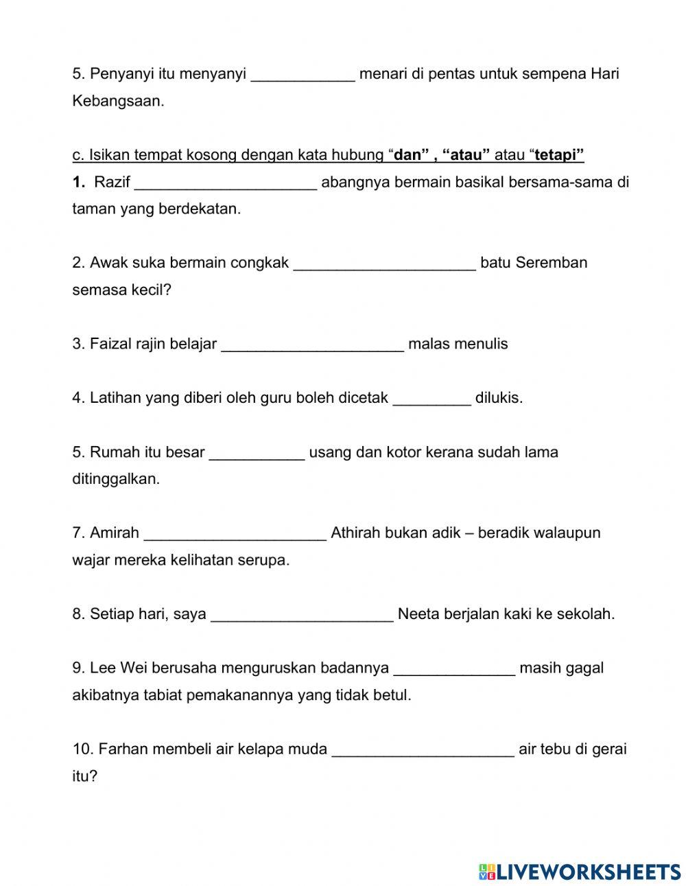 Latihan Kata Hubung Gabungan