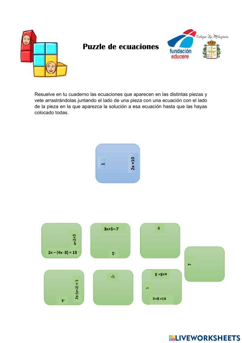 Puzzle de ecuaciones