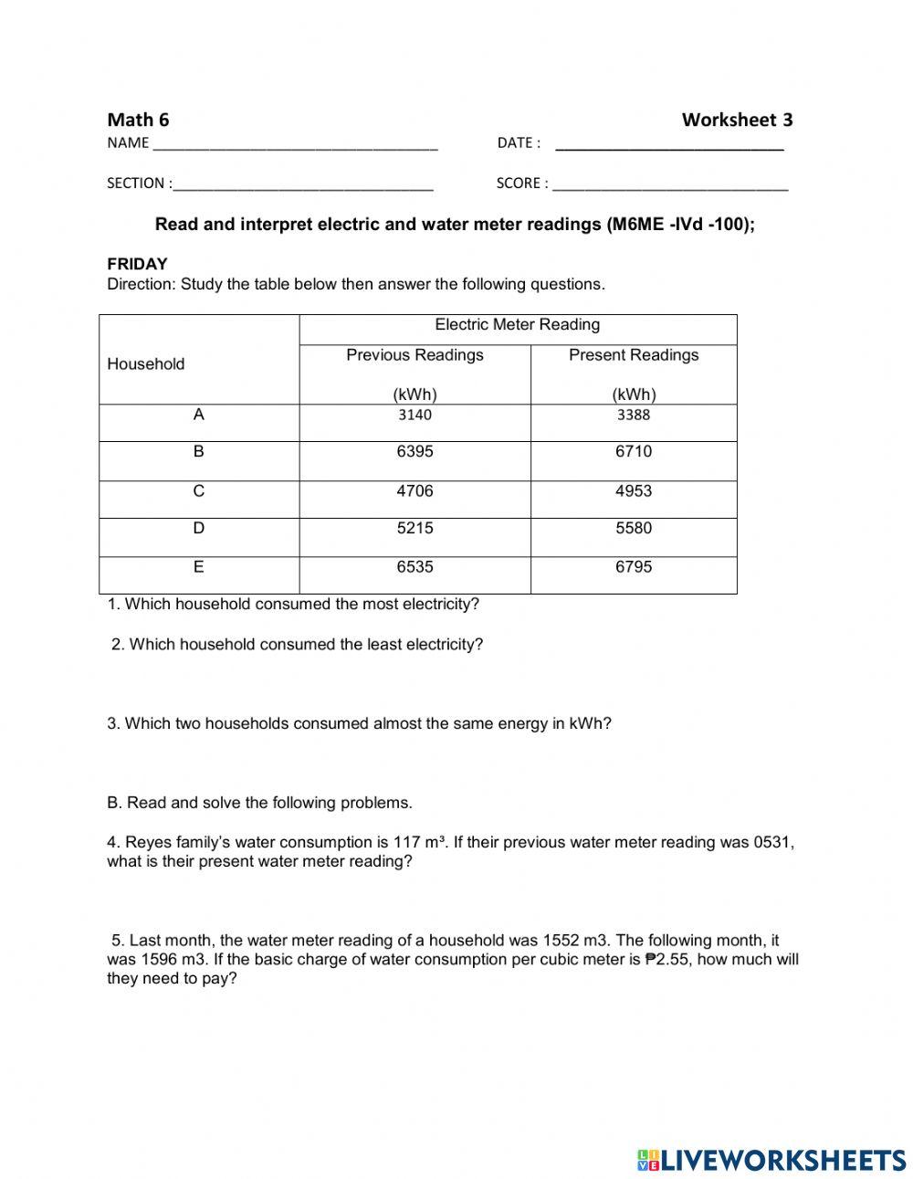 Electric meter consumption