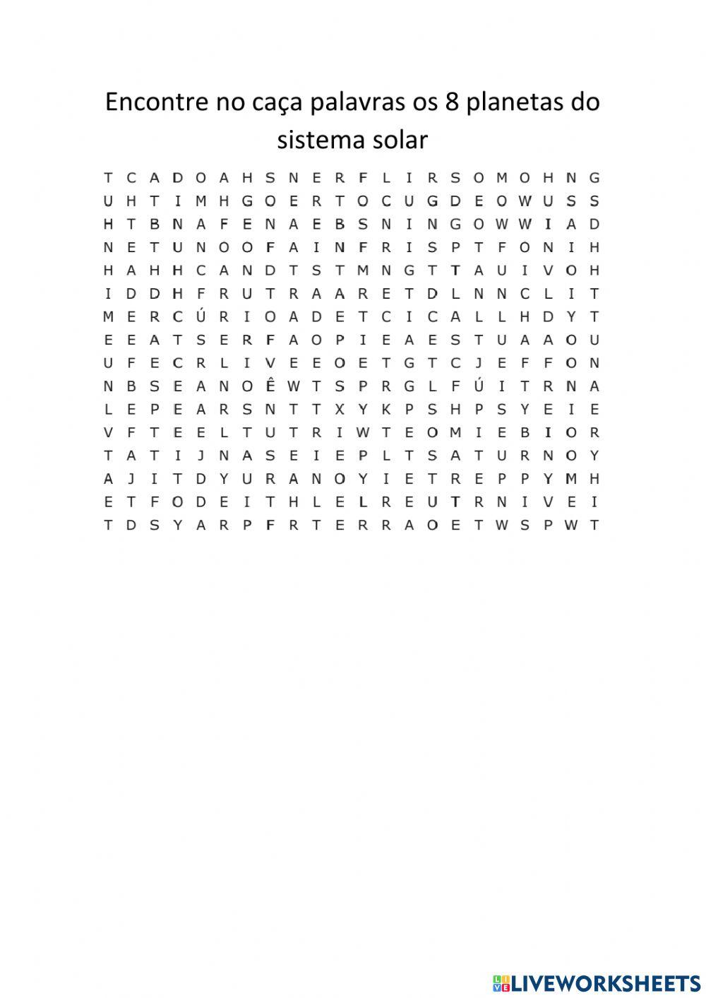 8 planetas do Sistema Solar