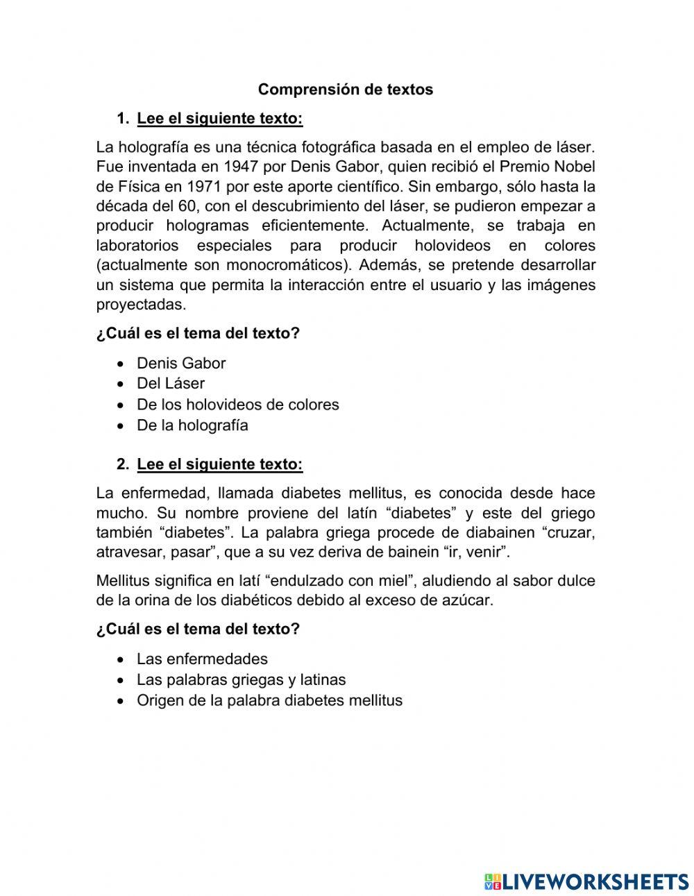 Comprensión de textos