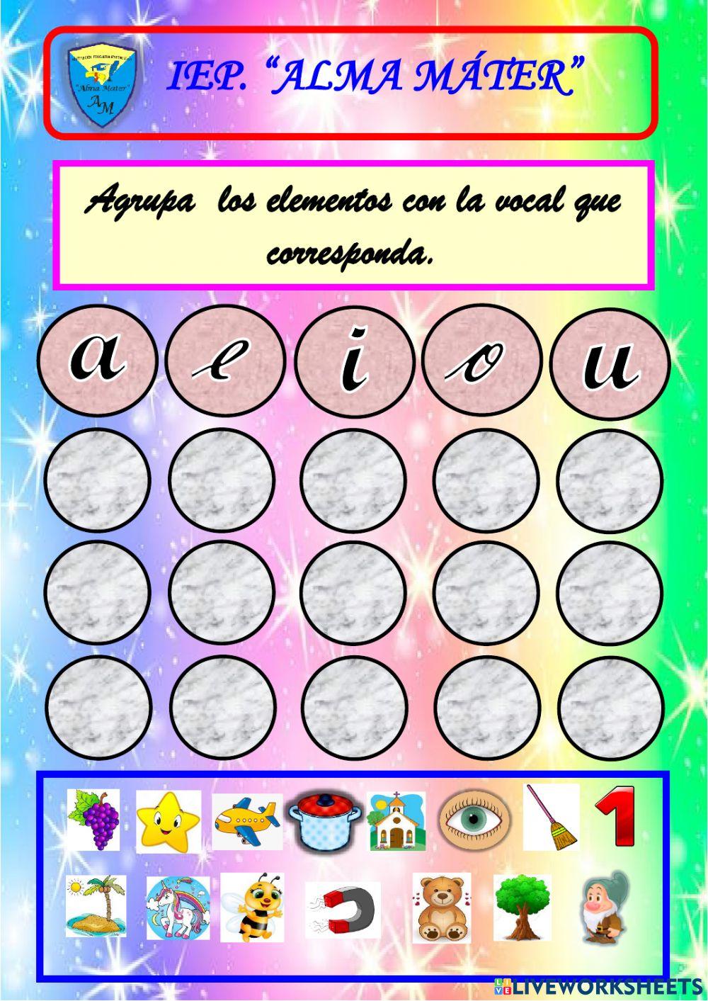 Agrupa los elementos con vocales