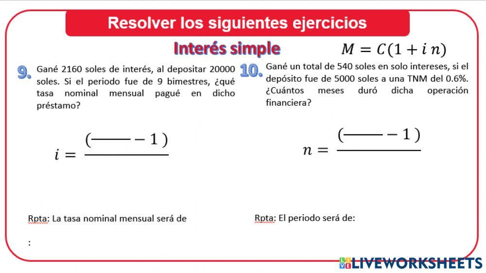 Interés Simple ordinario 5 A