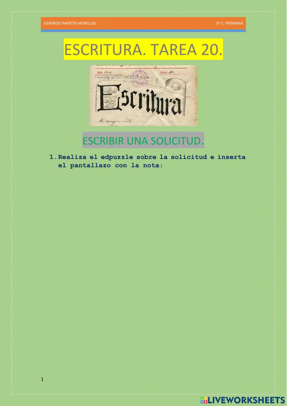 Escritura. Tarea 20.