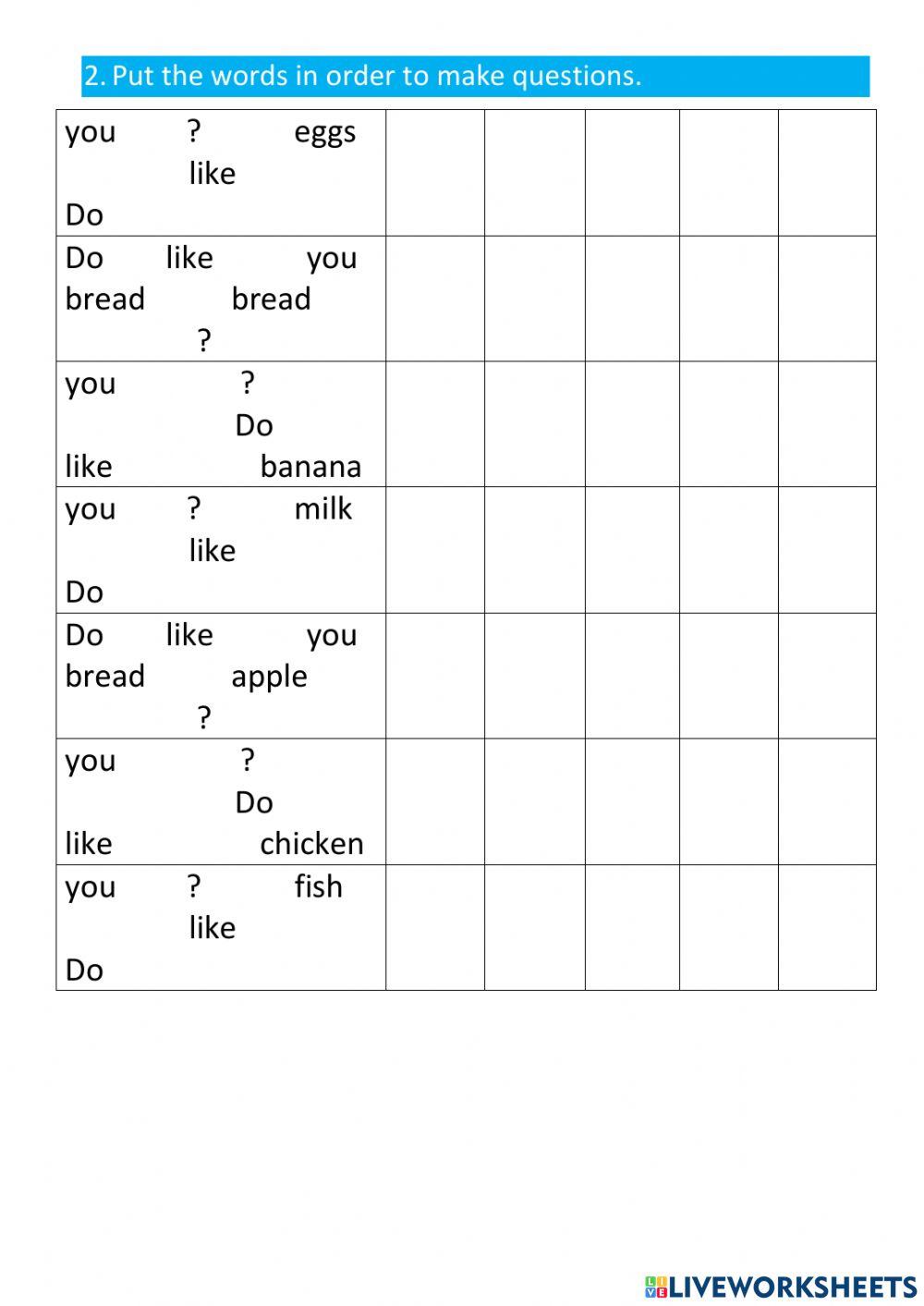 Food item - Do you like? Food item - Do you like?