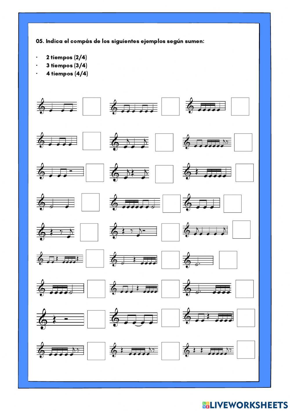 Lenguaje musical 1º (Ficha 1 de repaso)