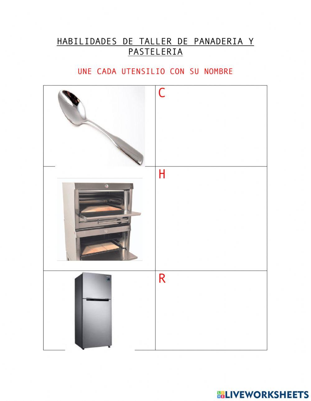NOMBRES DE UTENSILIOS TALLER PRÁCTICO