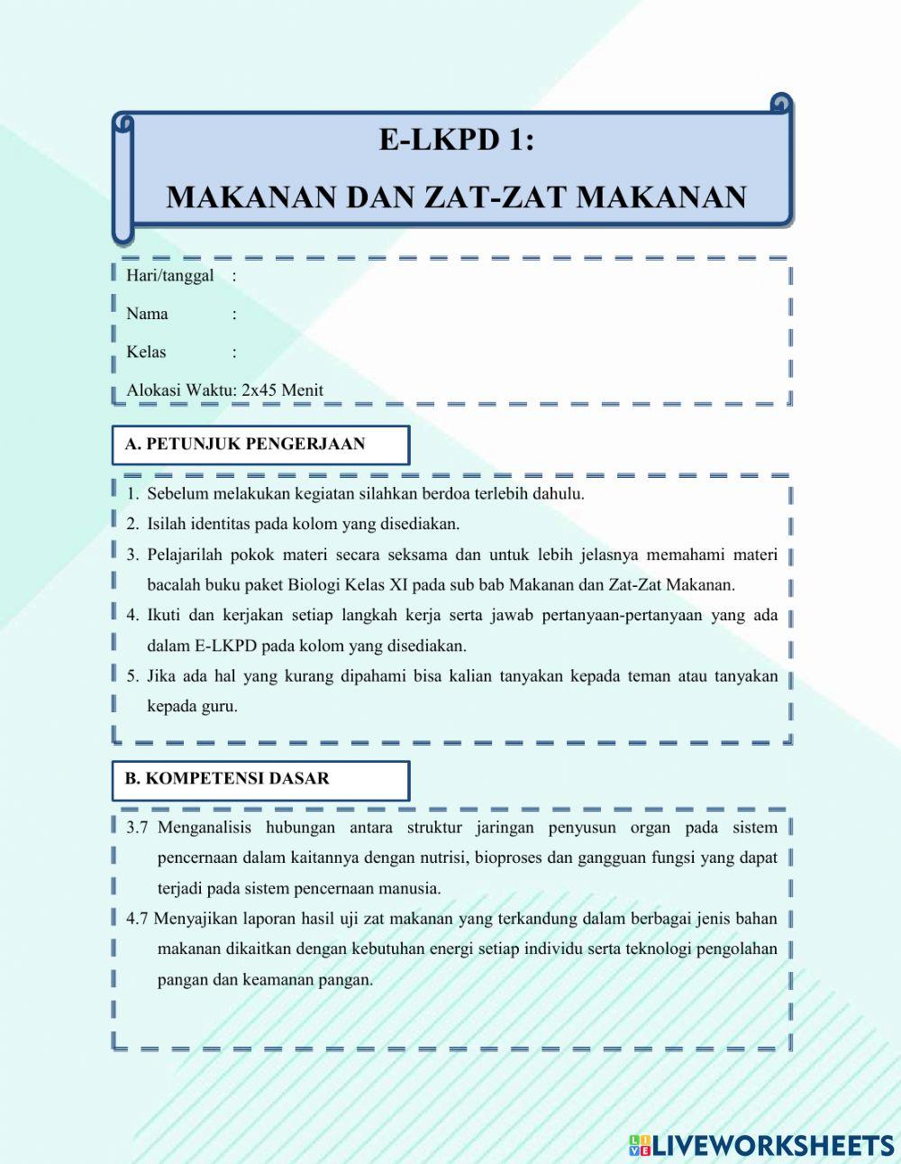 E-LKPD1 MAKANAN DAN ZAT MAKANAN