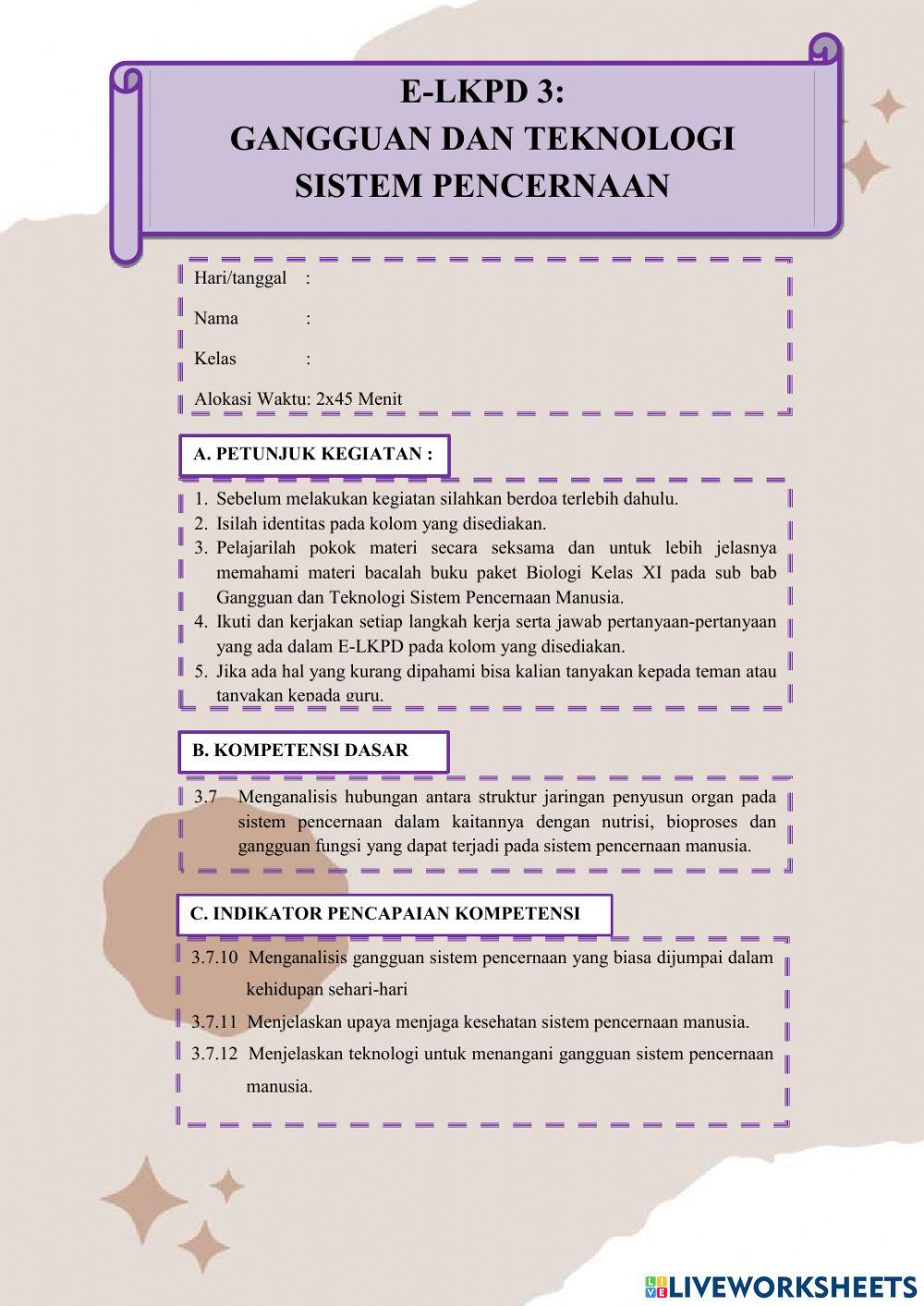 E-LKPD3 GANGGUAN SISTEM PENCERNAAN