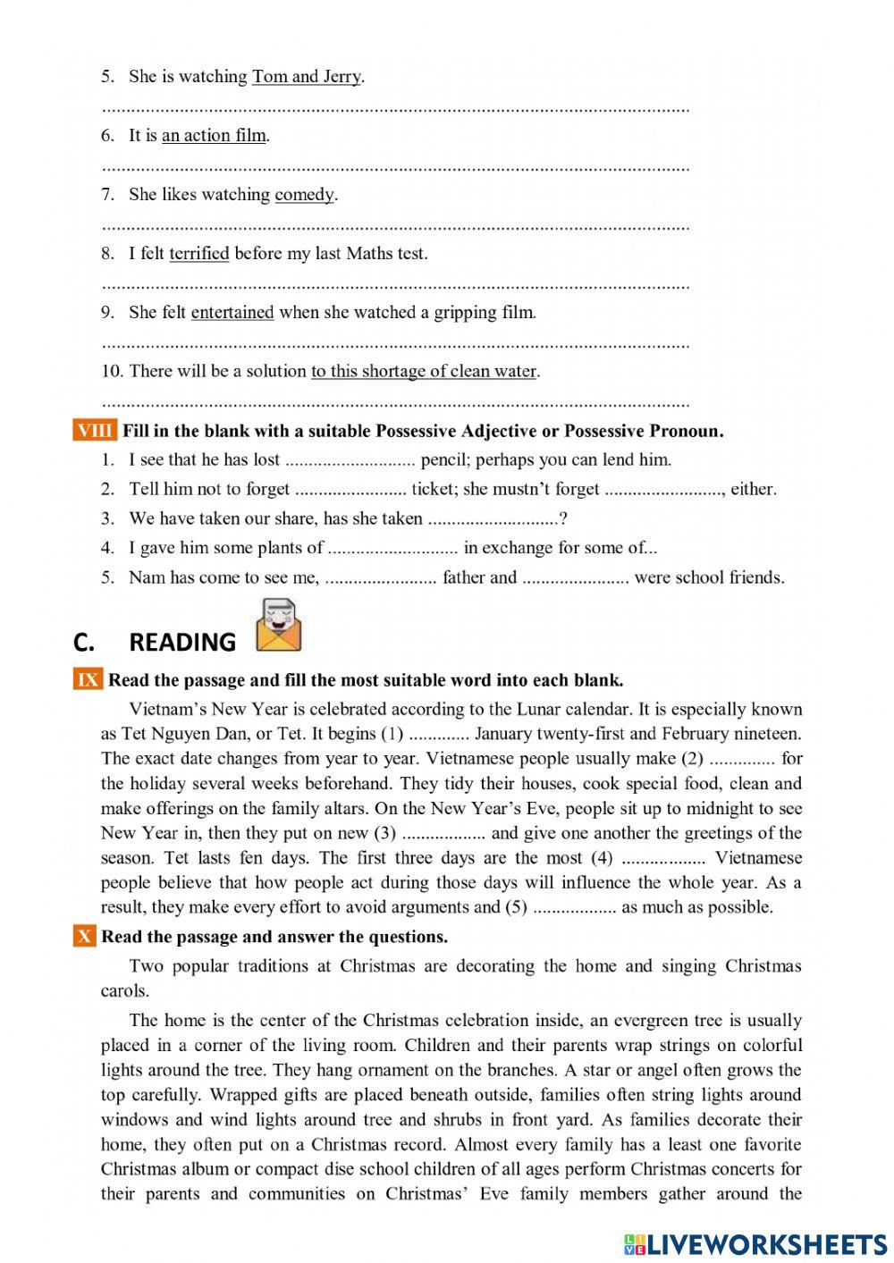 Lớp 7. Đề thi học kì 2