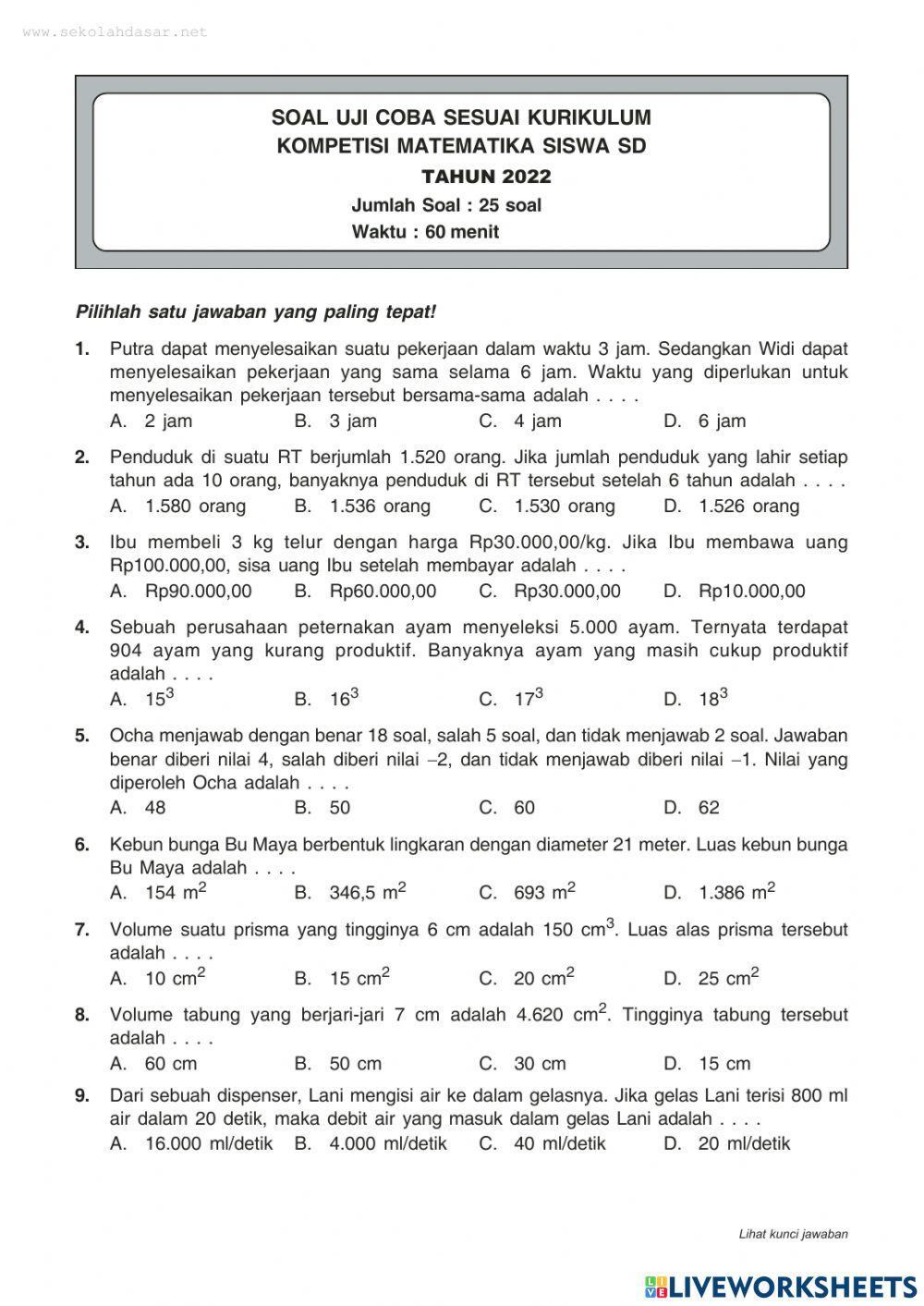 Latihan soal osn matematika