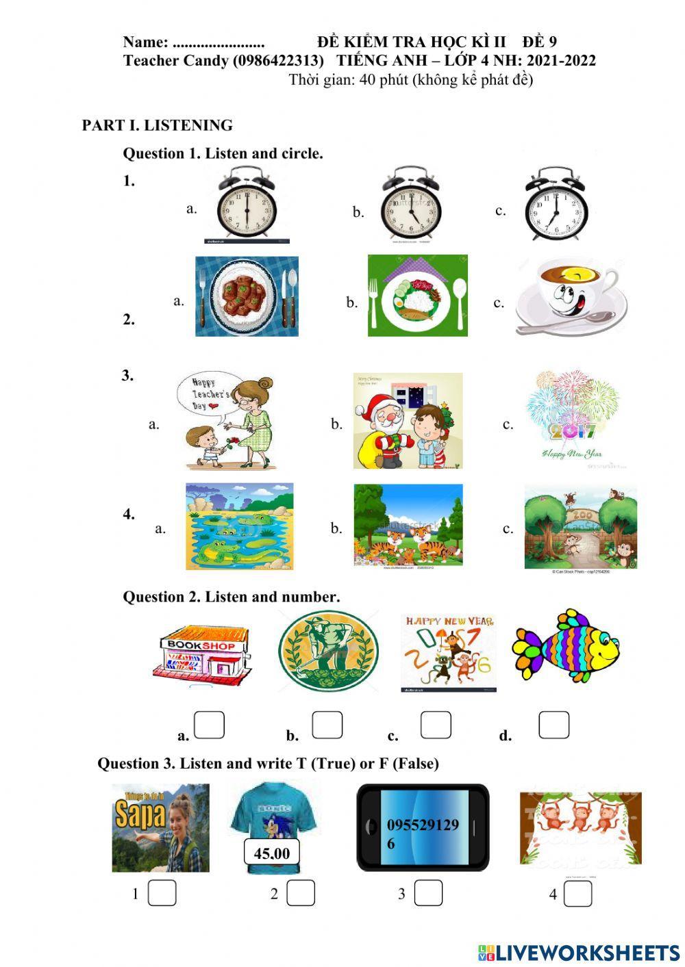 Midterm test 10 grade 4