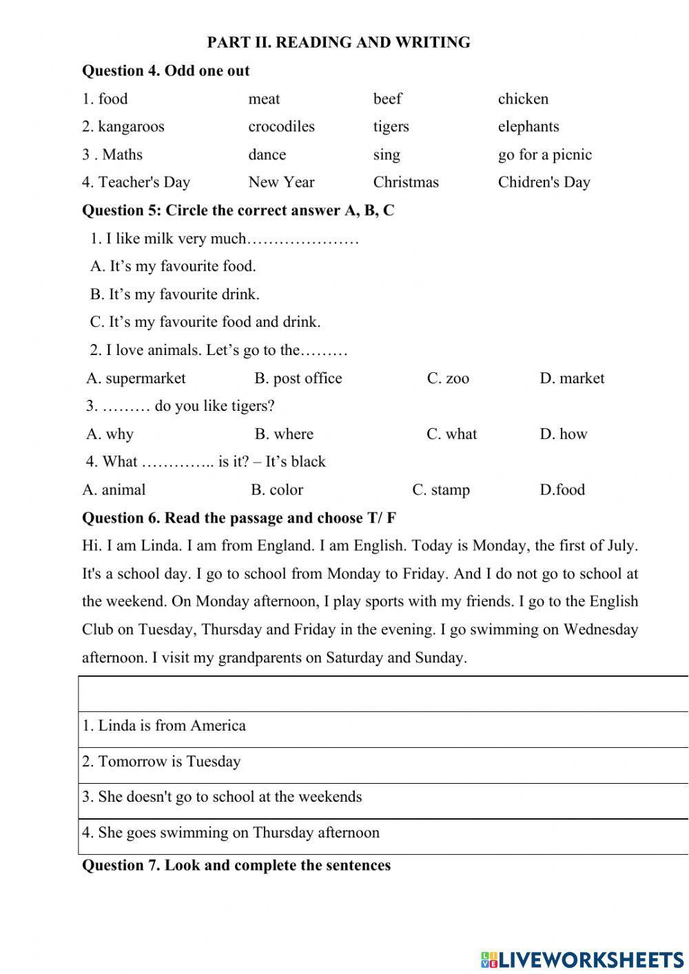 Midterm test 10 grade 4