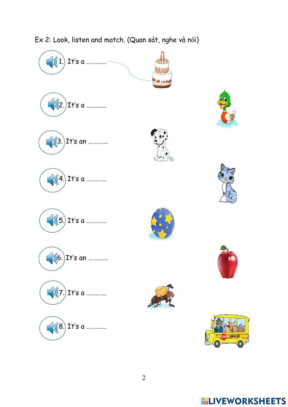 Level A1 - Lesson 4 (dog, duck, cat, cake)