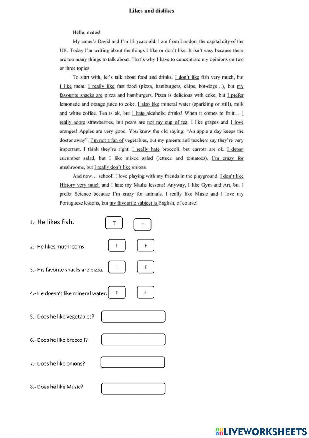 Reading likes and dislikes