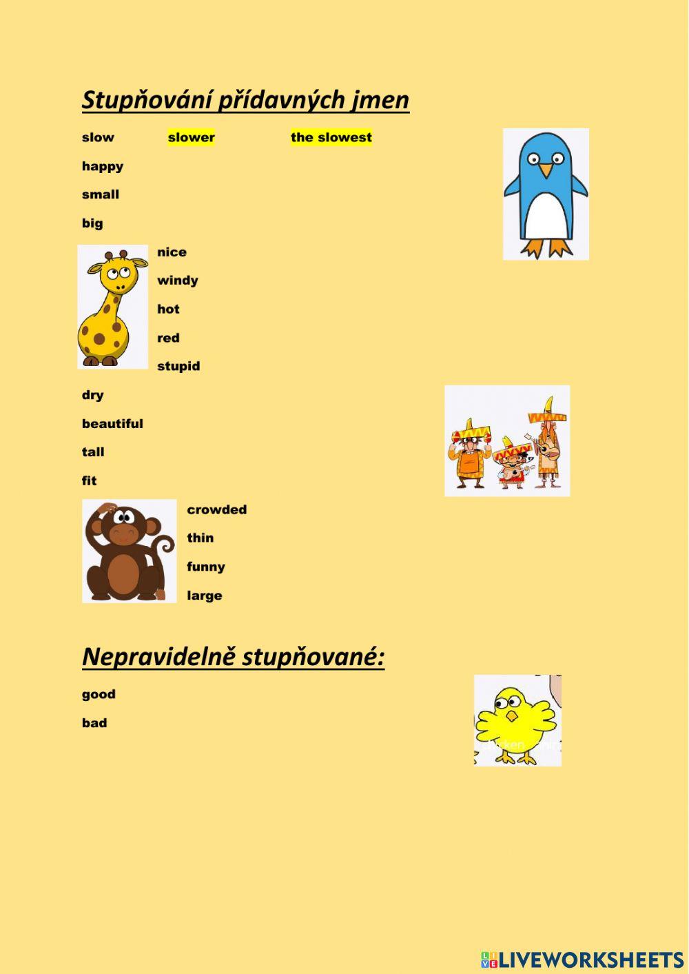 ANG 6 - Stupňování přídavných jmen - psaní