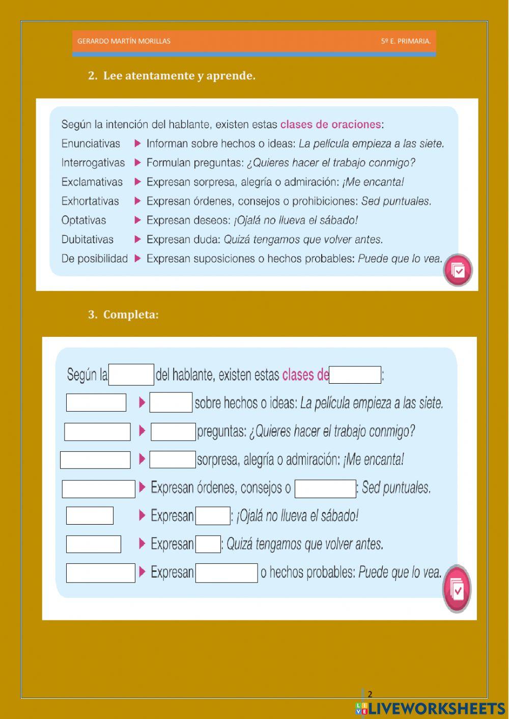 Taller de gramática. Ficha 10. II.