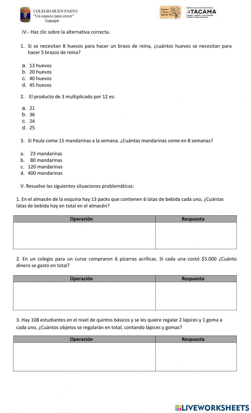 Evaluación de Multiplicación