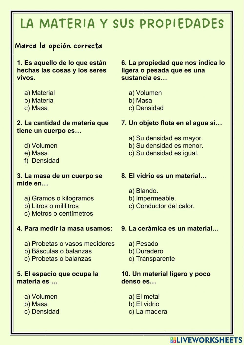 La materia y sus propiedades