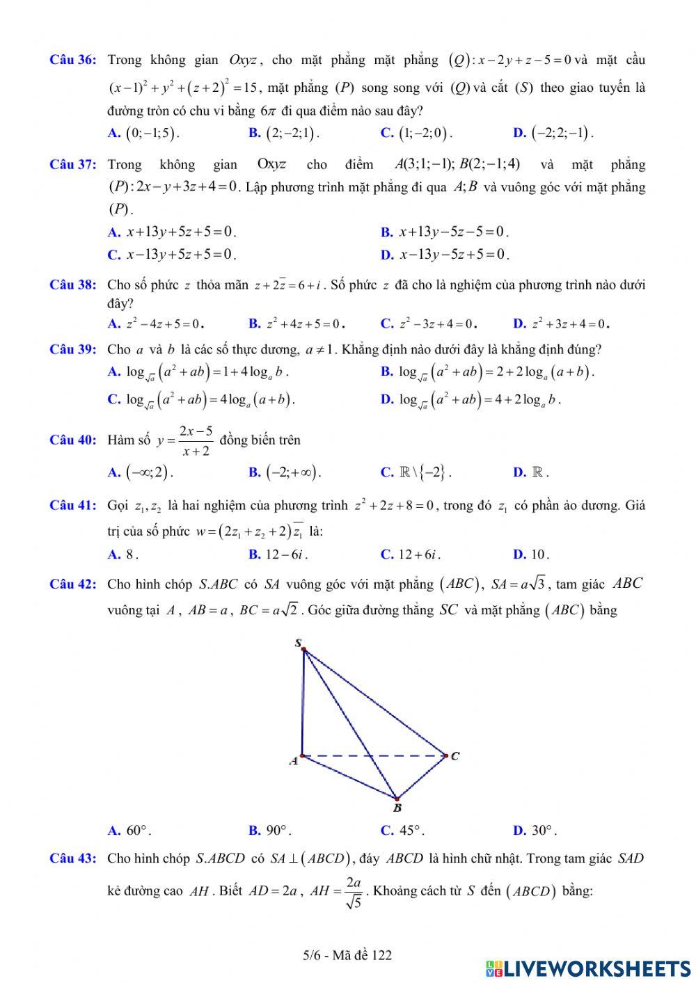 TNTHPT-MĐ-67-Đề ôn tập số 122