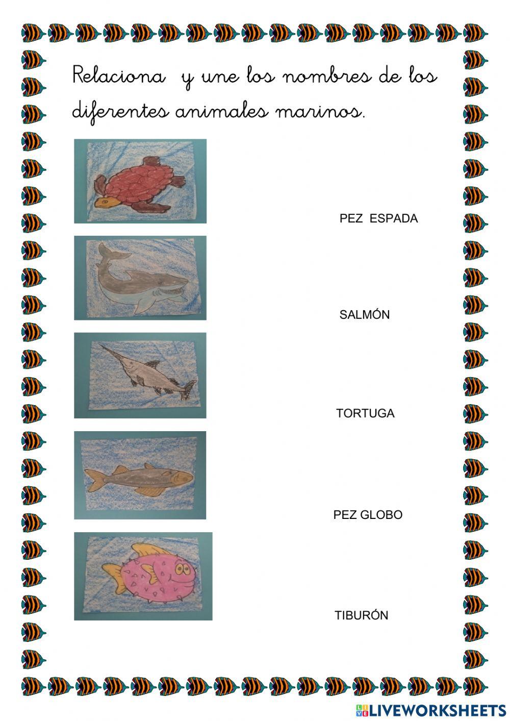 ficha interactiva 2 animales coloreados por niños