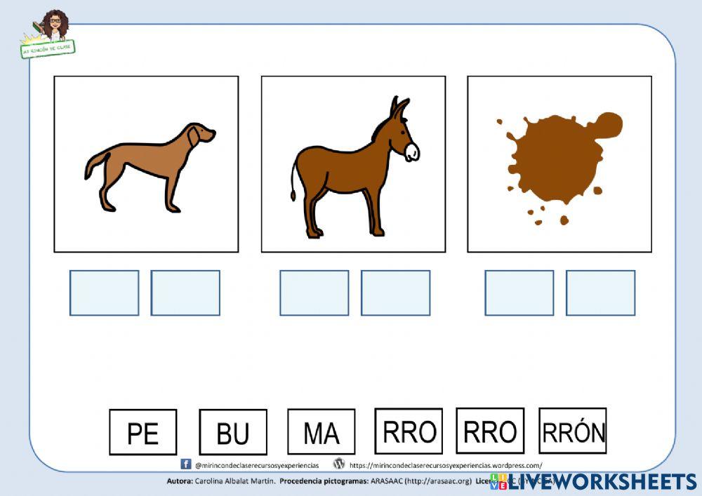 Rr: perro, burro, marrón