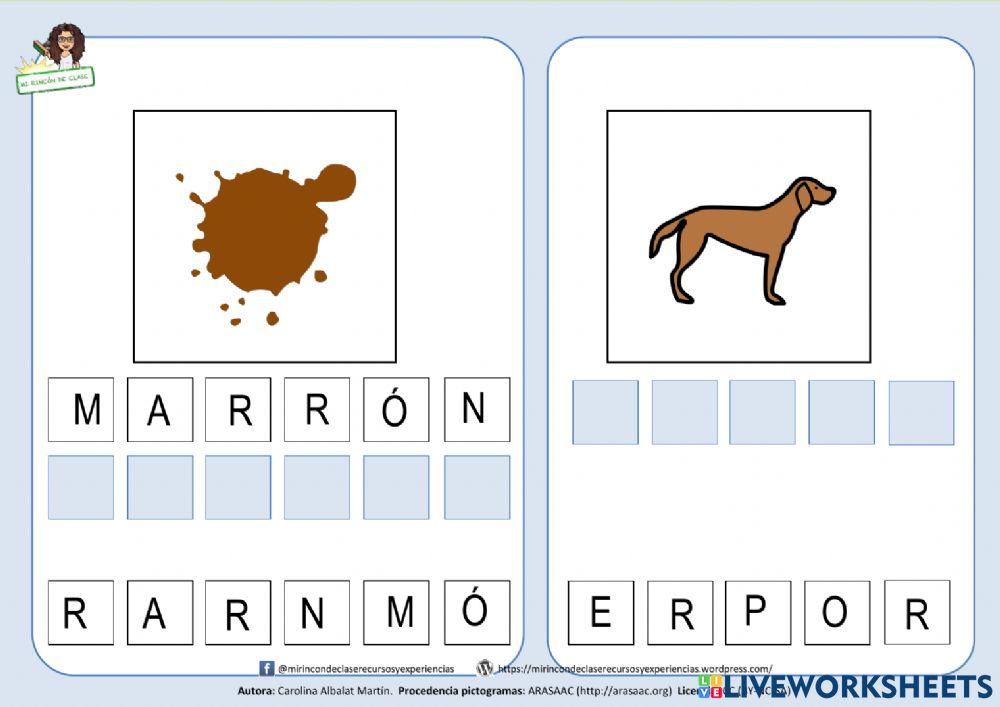 Rr: perro, burro, marrón