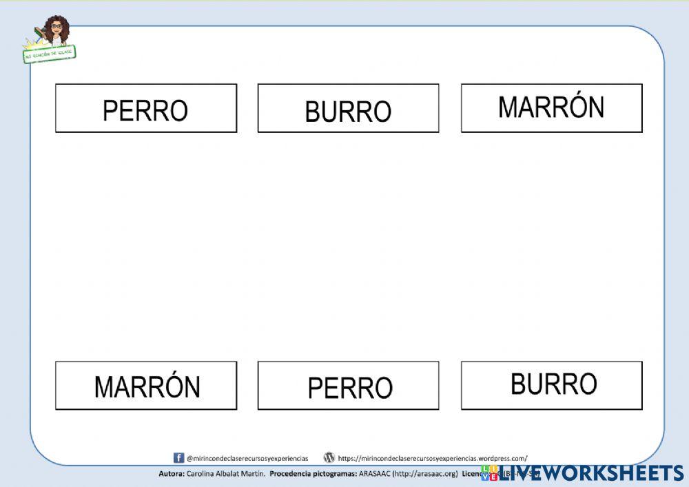 Rr: perro, burro, marrón