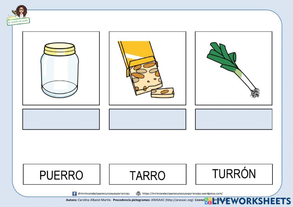 Rr: tarro, turrón, puerro