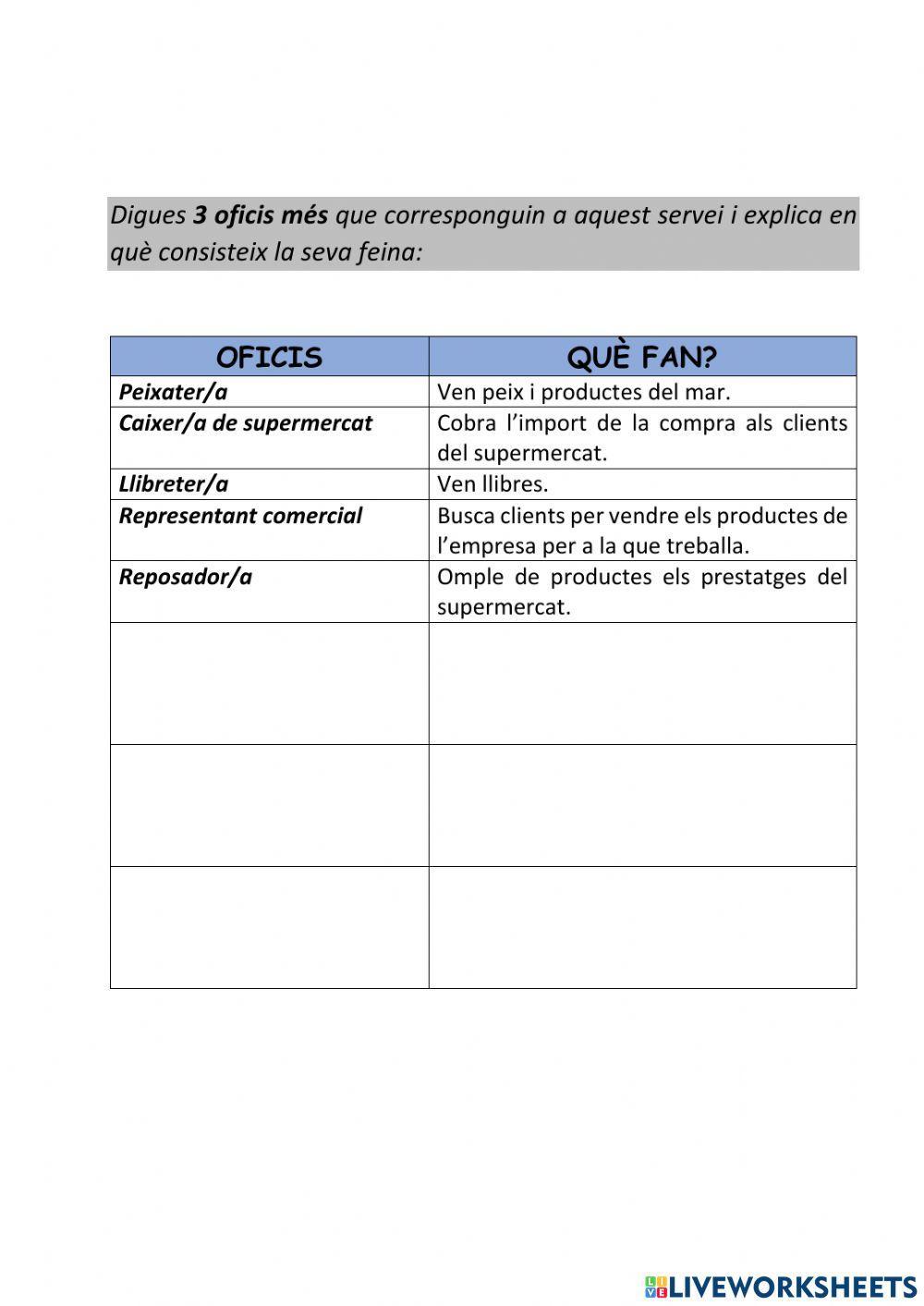 Els sectors de treball - 7 (Part II)