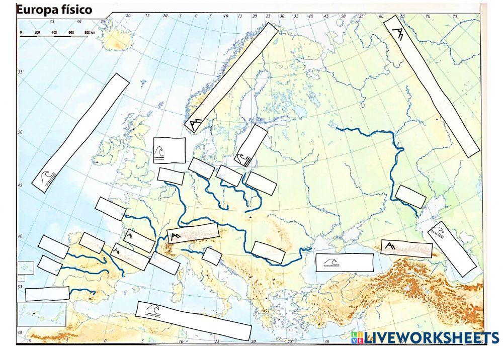 Physical map of europe