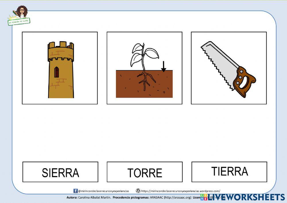 Rr: torre, tierra, sierra
